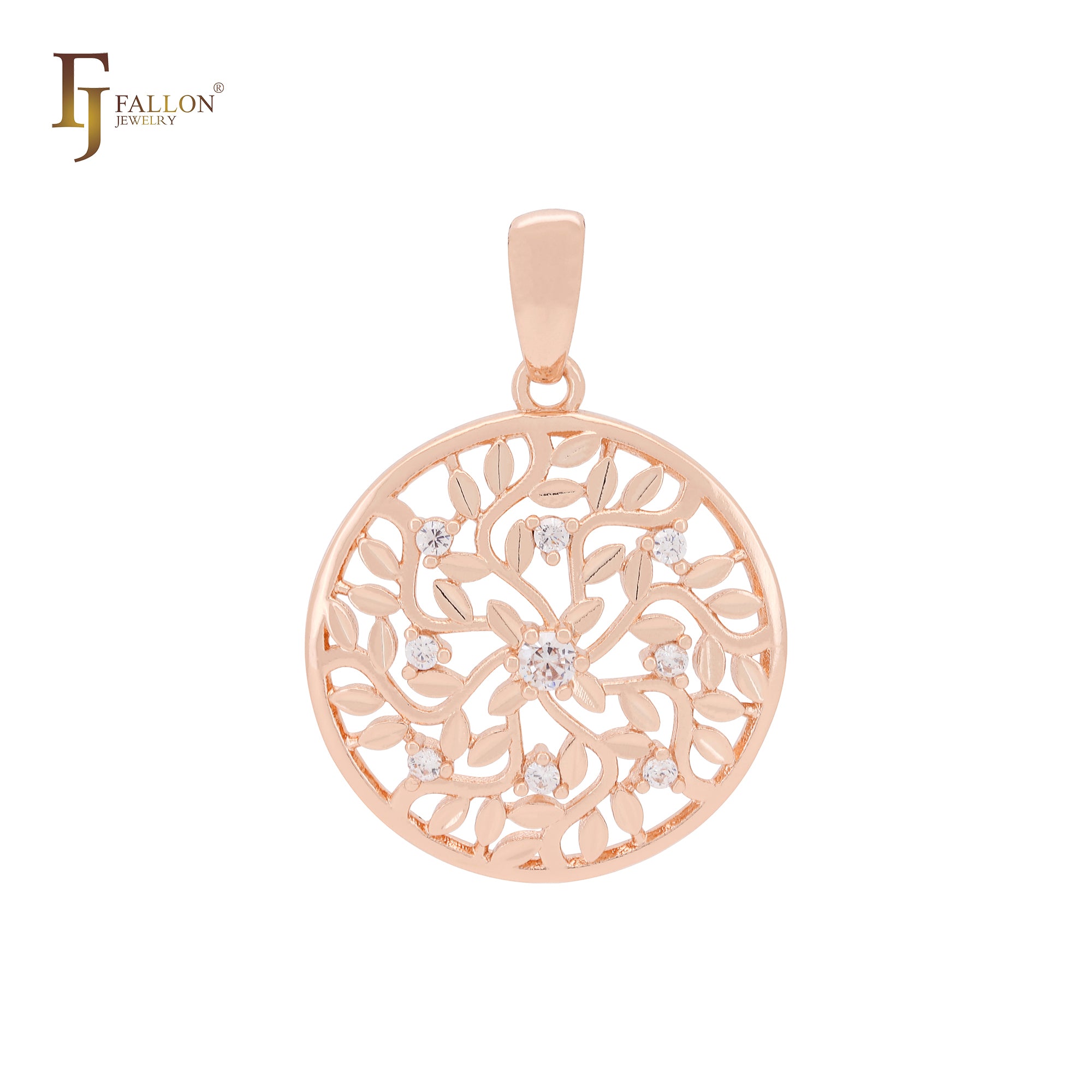 Luxurious branches of life and leaves Rose Gold Pendant