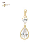 Triangular cz mixed teardrop white CZ 14K Gold Solitaire Pendant