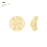 Irregular lotus leave shaped  14K Gold, Rose Gold, White Gold Stud Earrings