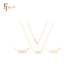 Infinity of white CZs with crossing arrow 14K Gold Necklace