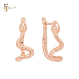 Geometric Snake body Rose Gold Clip-On Earrings