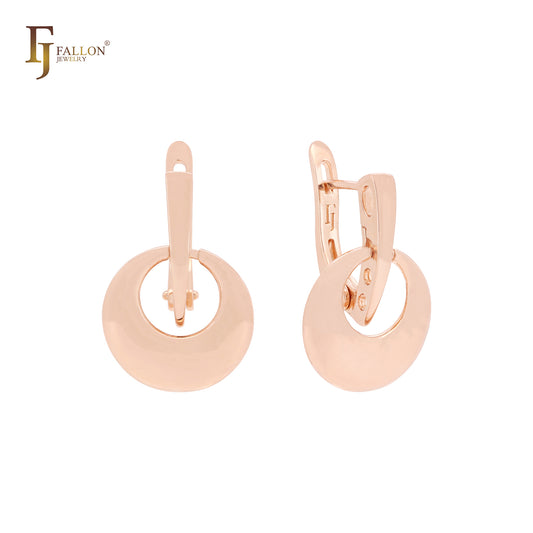 Dangling disc drop design Rose Gold Clip-On Earrings