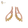 Parallel marquise cluster Olive Yellow CZs Rose Gold Clip-On Earrings