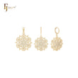 Hexagon snow flake double layers 14K Gold Jewelry Set with Pendant