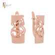 Rectangular filigree Rose Gold Clip-On Earrings