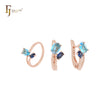 Mixed cluster blue branches blooming Rose Gold Jewelry Set with Rings