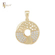 Filigree mesh of white CZs 14K Gold Pendant