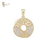 Filigree mesh of white CZs 14K Gold Pendant