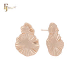 Double lotus leaves shaped 14K Gold, Rose Gold, White Gold Stud Earrings