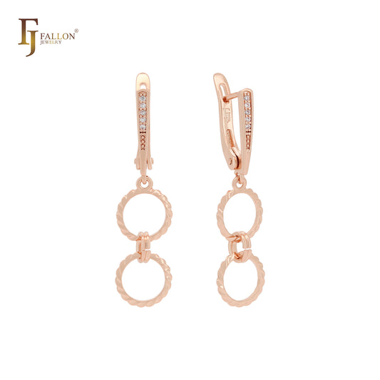 Geometric interlocking circles 14K Gold Clip-On Earrings