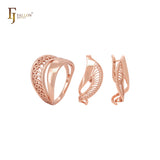 Flying filigree twisted ribbon Rose Gold fashion Jewelry Set with Rings