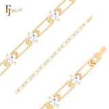 Candy mixed white CZs link 14K Gold Bracelets