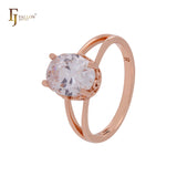 Giant oval big solitaire white CZ Rose Gold Engagement Rings