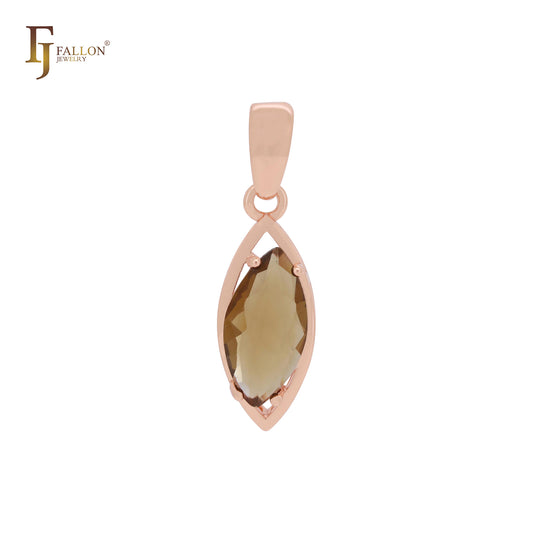Solitaire Coffe Marquise CZ Rose Gold Solitaire Pendant