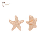 Irregular textured starfish shaped 14K Gold, Rose Gold, White Gold Stud Earrings