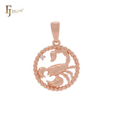 Oval rope of twisted beads circle constellation zodiac Rose Gold Pendant