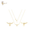 Eagle flying with white CZs 14K Gold, Rose Gold Necklace