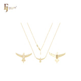 Eagle flying with white CZs 14K Gold, Rose Gold Necklace