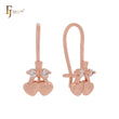 Double cherries white CZs Rose Gold wire hook child earrings