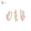 Embraced twisted ribbons of white CZs Rose Gold two tone Jewelry Set with Rings