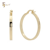 Tube shaped Marquise shaped 14K Gold Hoop Earrings