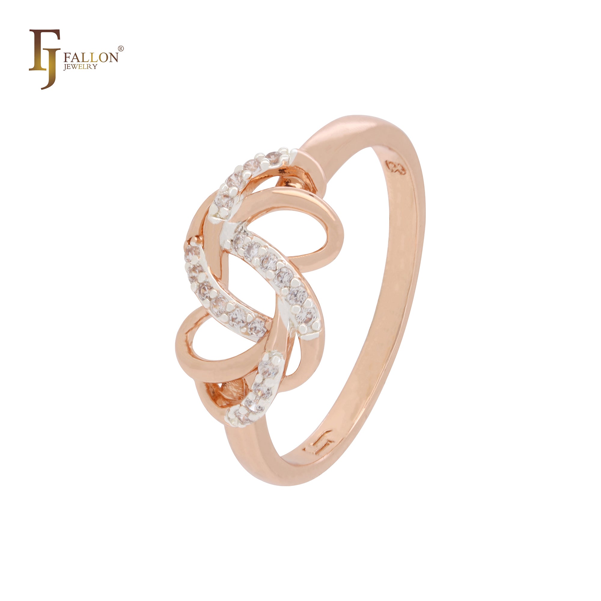 Spinning Ribbons interlocking Rose Gold two tone Fashion Rings