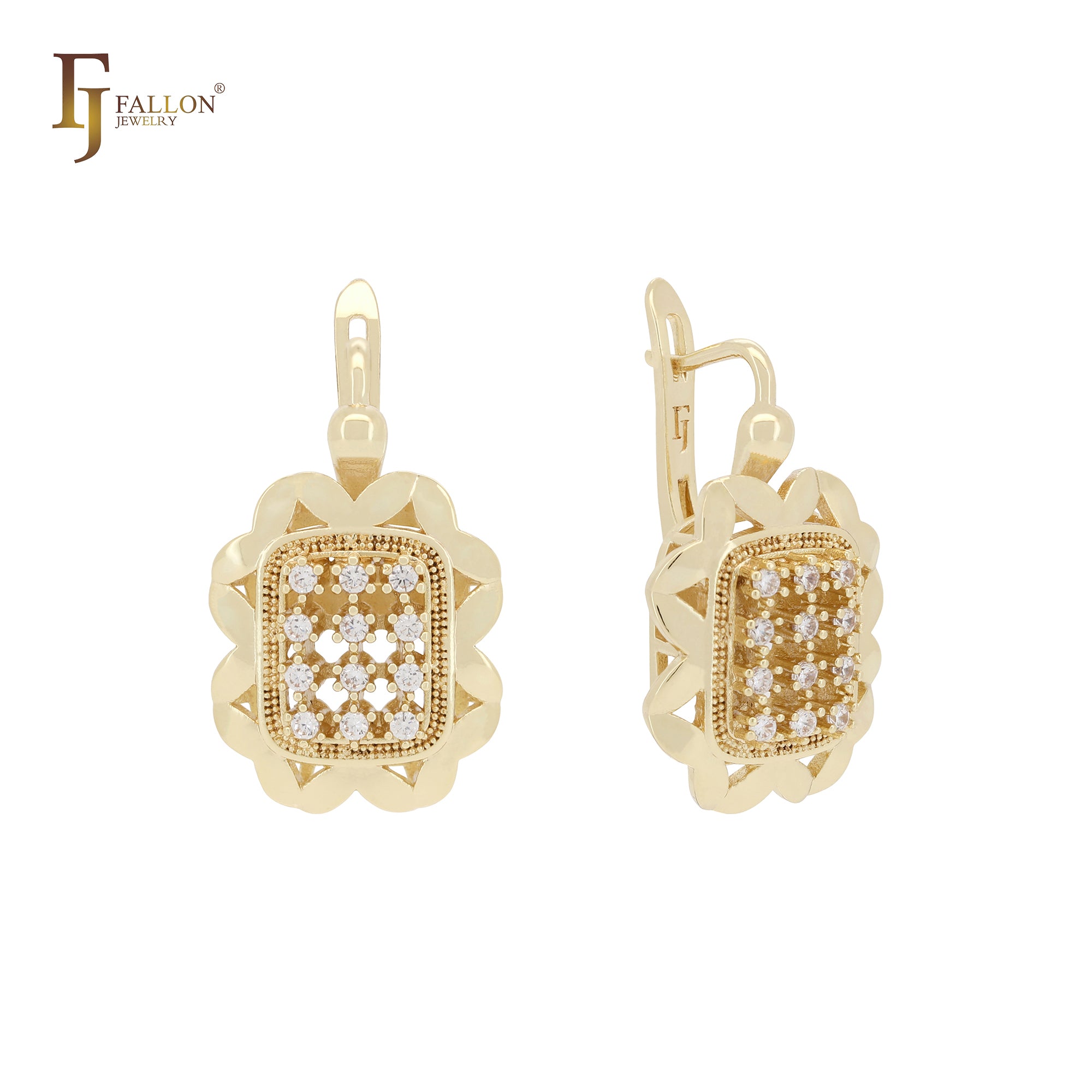 Cluster luxurious of white CZs 14K Gold Clip-On Earrings