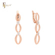 Triple Marquise link with white CZs Rose Gold two tone Clip-On Earrings