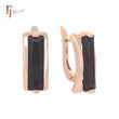 Solitaire oblong black emerald CZ Rose Gold Clip-On Earrings