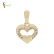 Heart in heart halo white CZs small 14K Gold Pendant