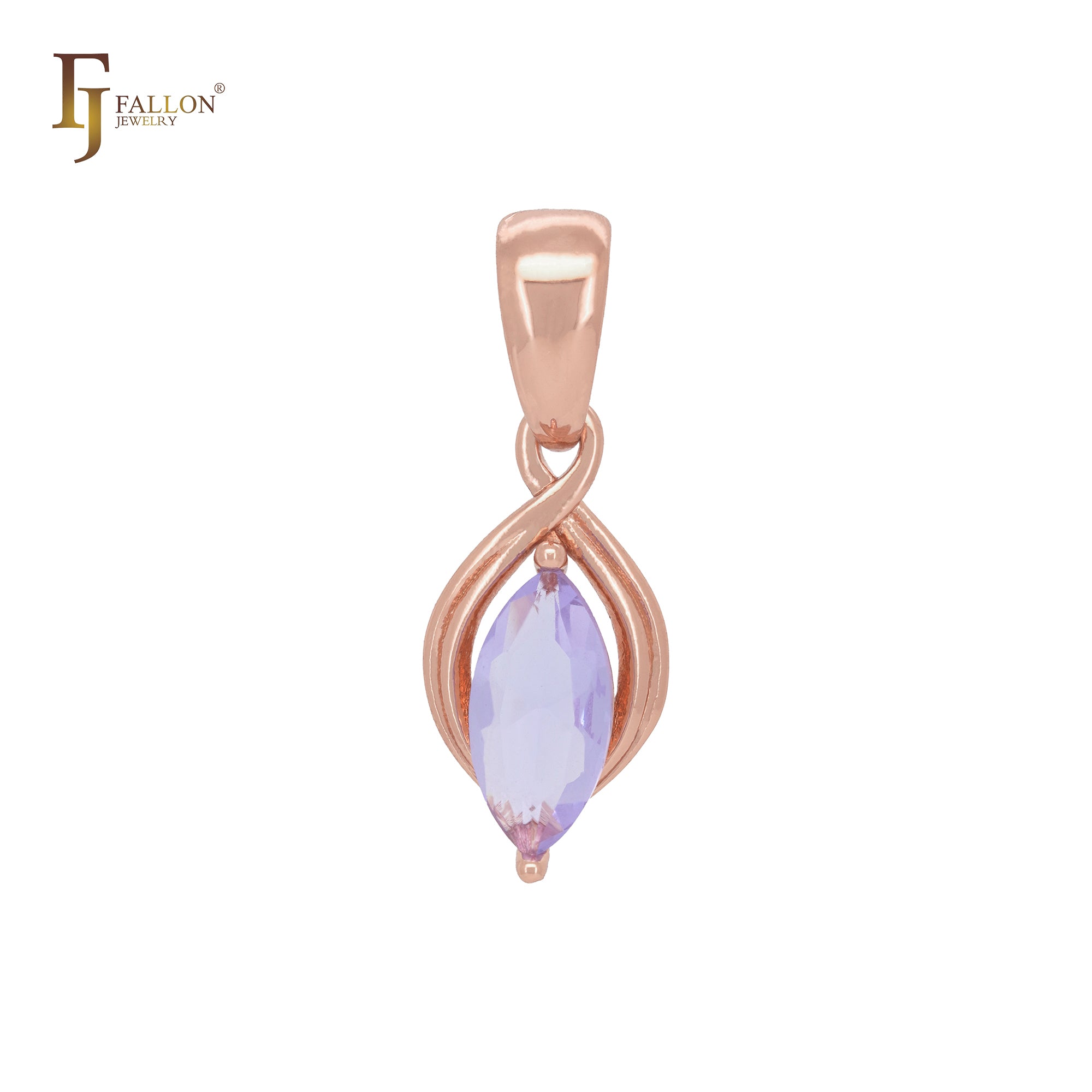 Solitare marquise pink purple Rose Gold pendant