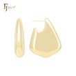 Pendulum notched glossy geometric 14K Gold, Rose Gold, White Gold Stud Earrings