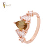 Pear shape cluster coffee CZs Rose Gold Fashion Rings