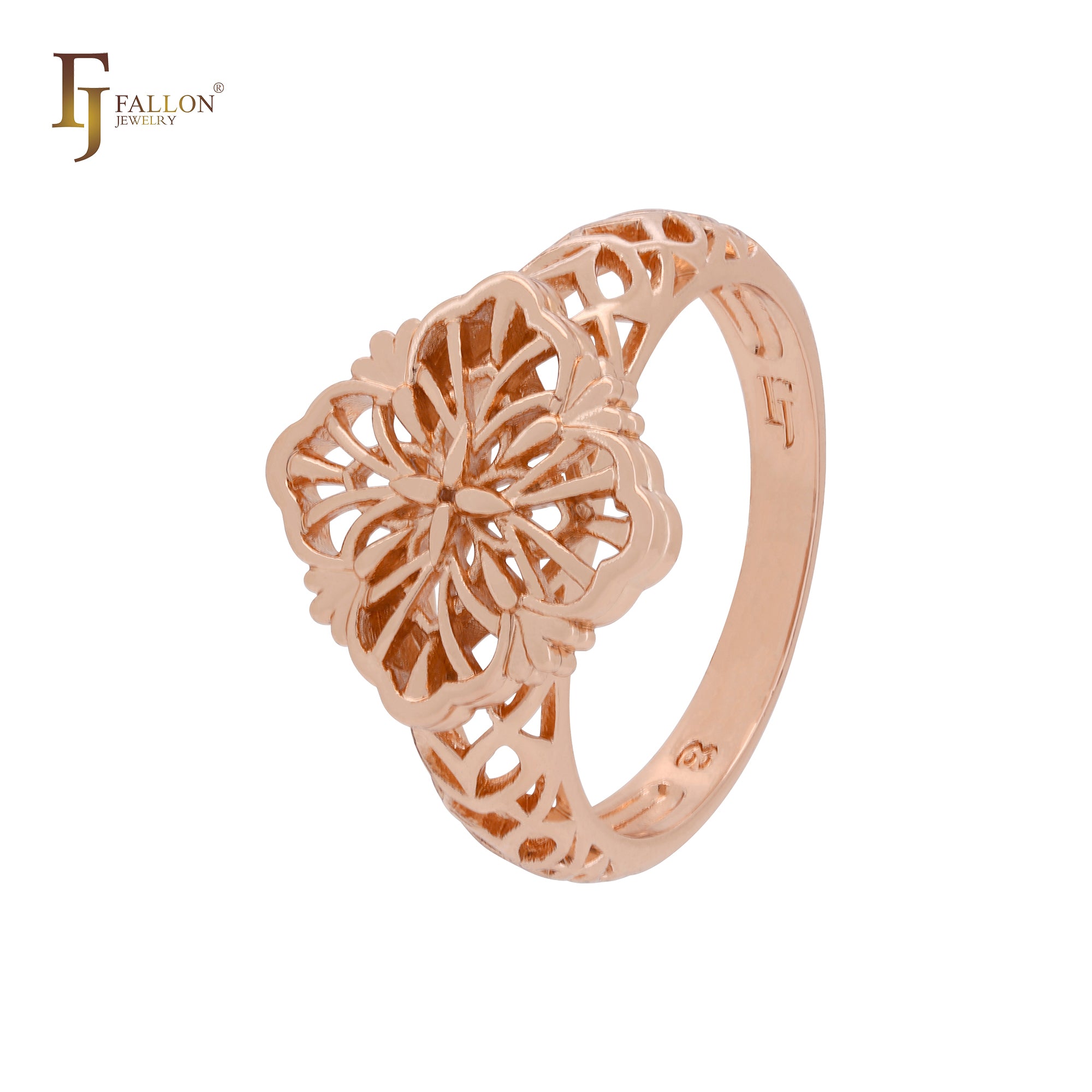 Double layers filigree flower Rose Gold Fashion Rings