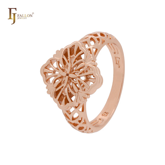 Double layers filigree flower Rose Gold Fashion Rings