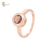 Elegant round Solitaire coffee CZ Rose Gold Engagement Rings