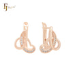 Crossing filigree wires white CZs Rose Gold Clip-On Earrings