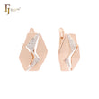 Lightning sign of geometric hexagon white CZs Rose Gold two tone Clip-On Earrings