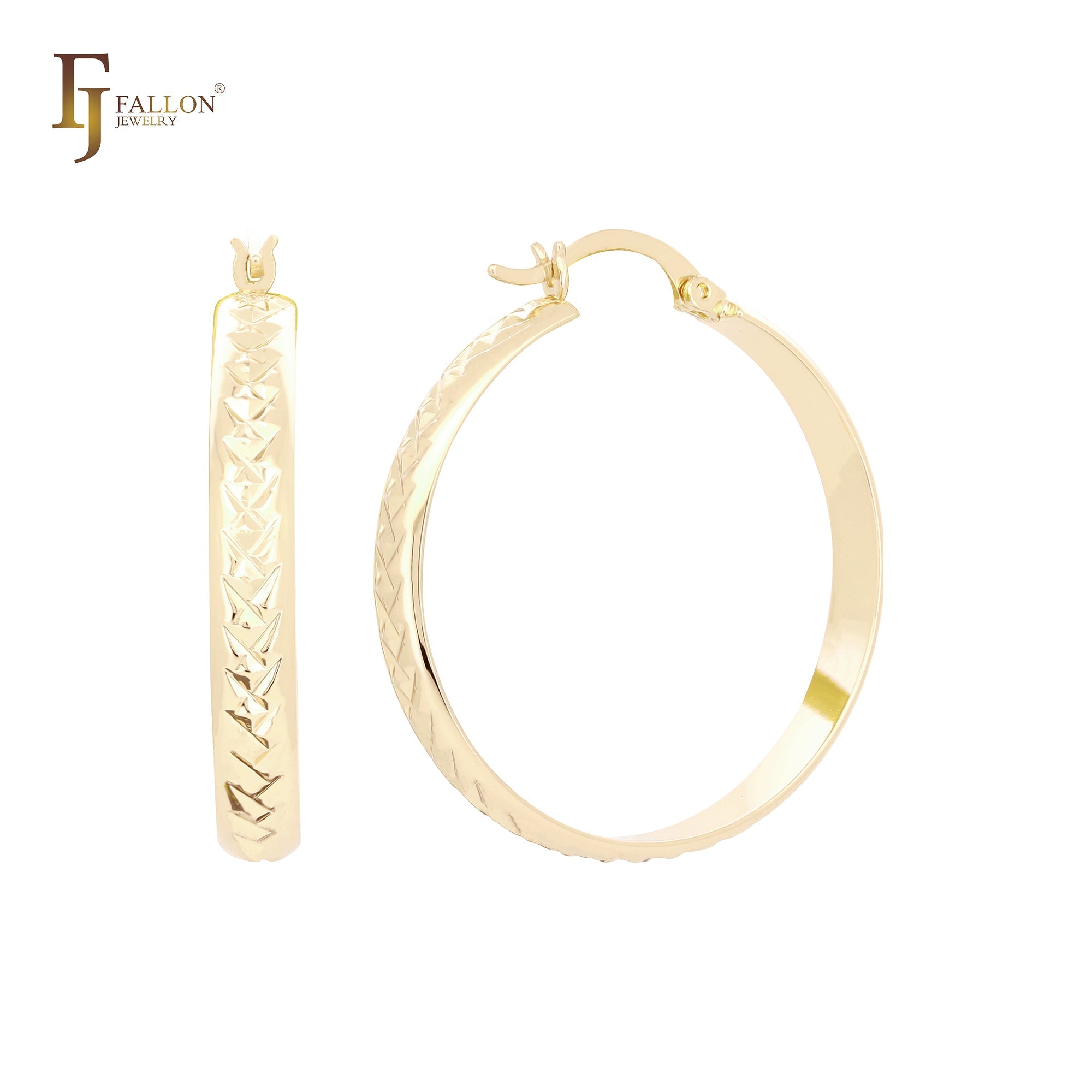 Crossing Textured 14K Gold, Rose Gold Hoop earrings