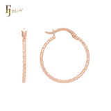 Rounded Alternative rope textuted 14K Gold, Rose Gold Hoop Earrings