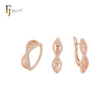 Greek Key Marquise Crossing White CZs Rose Gold Jewelry Set with Rings