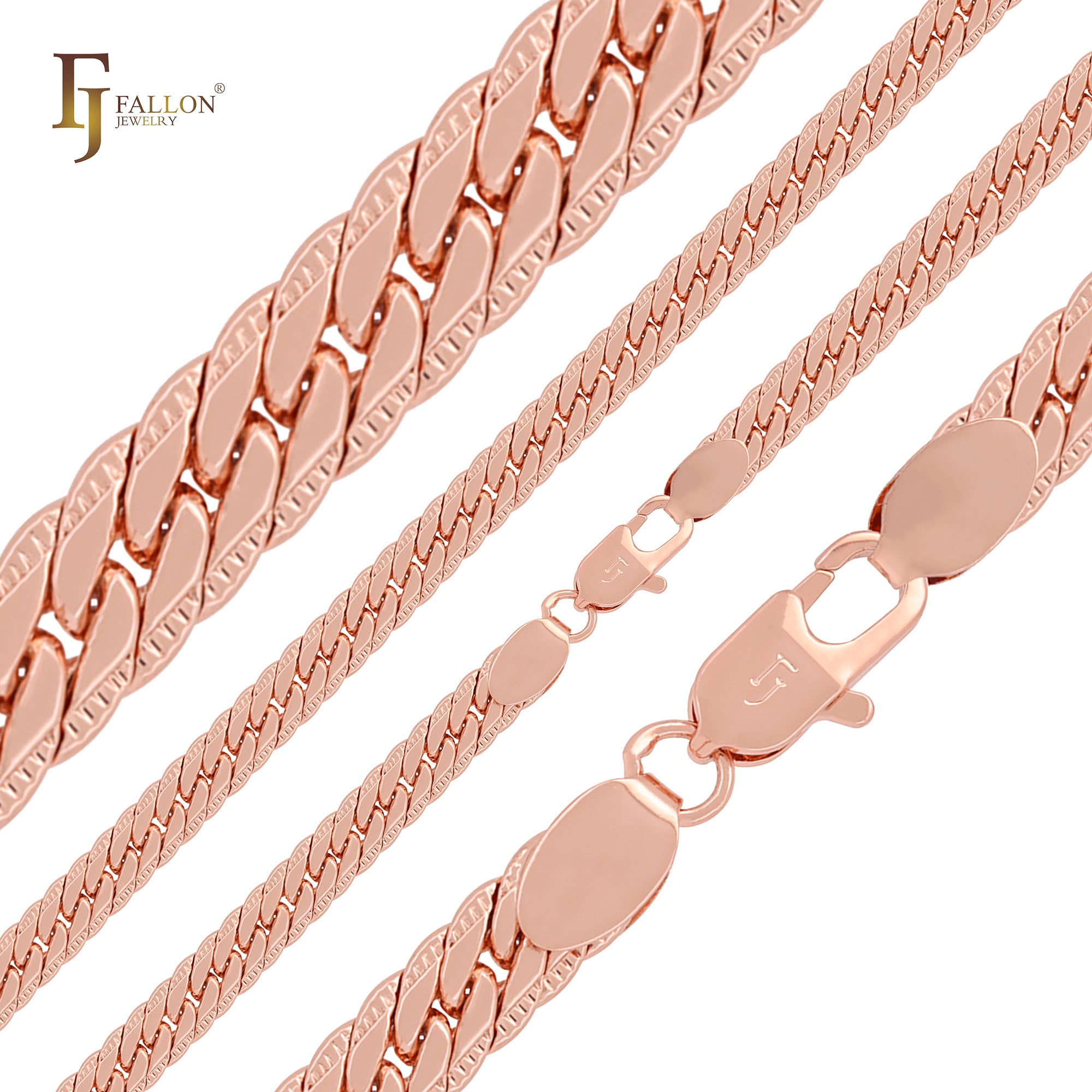 Flank hammered Compact O fancy link Rose Gold, 14K Gold Chain