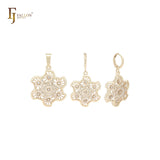 Kleidoscope white CZs octagon twisted petals 14K Gold Jewelry Set with Pendant