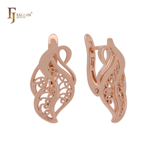 Leaves of great filigree Rose Gold Clip-On Earrings