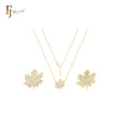 Maple Leaves of cluster white CZs 14K Gold, Rose Gold Necklace