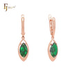 Marquise Green CZ drop solitaire Rose Gold Clip-On Earrings