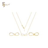 Infinity with heart of white CZs 14K Gold Necklace