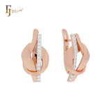 Twtisted crossing white CZs Rose Gold two tone Clip-On Earrings