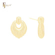 Peacock drop feather shaped 14K Gold, Rose Gold, White Gold Stud Earrings