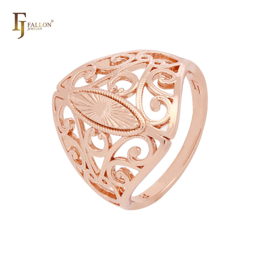 Great sunburst oval filigree Rose Gold Fashion Rings